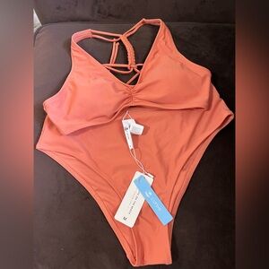 NWT Cupshe Orange  two Piece Swimsuit top & bottom medium